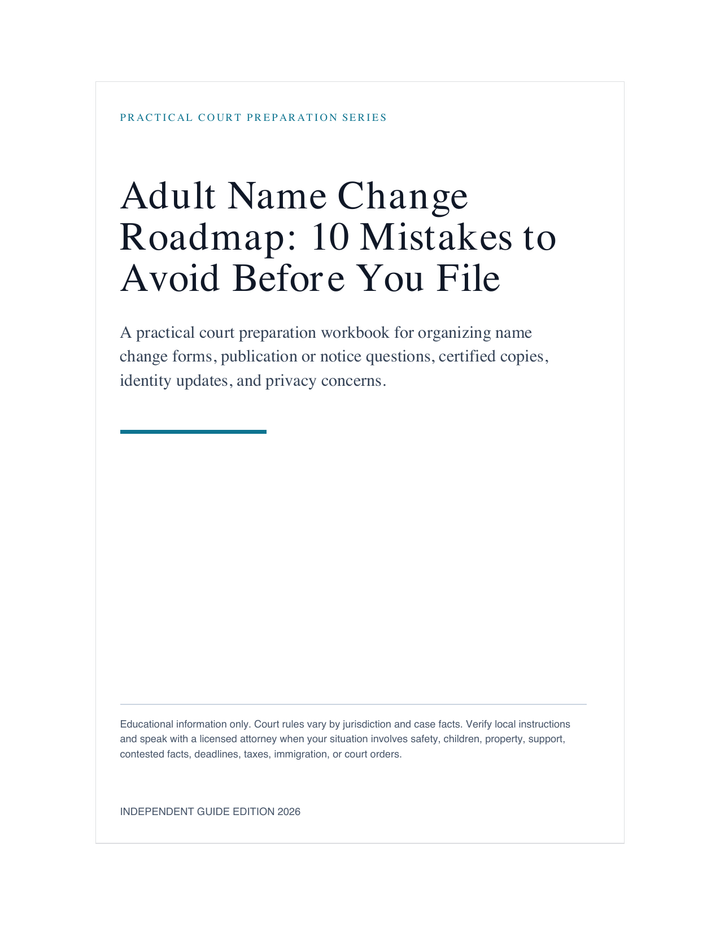 Adult Name Change Roadmap: 10 Mistakes to Avoid Before You File cover and worksheet preview