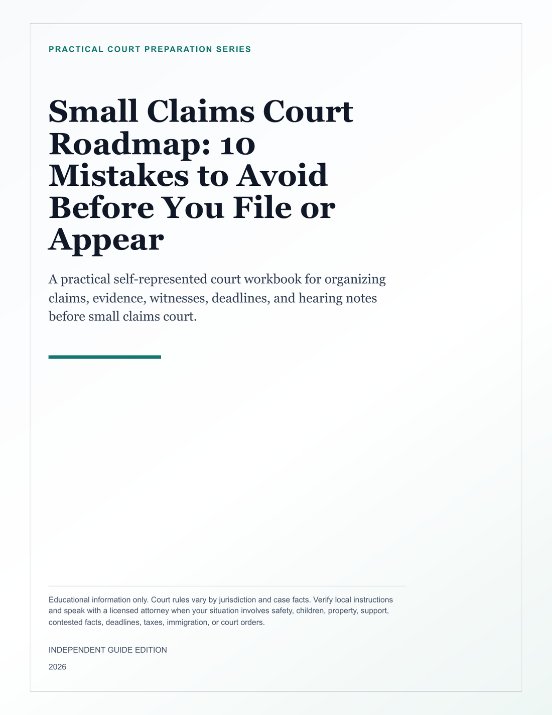 Small Claims Court Roadmap current 53-page edition cover