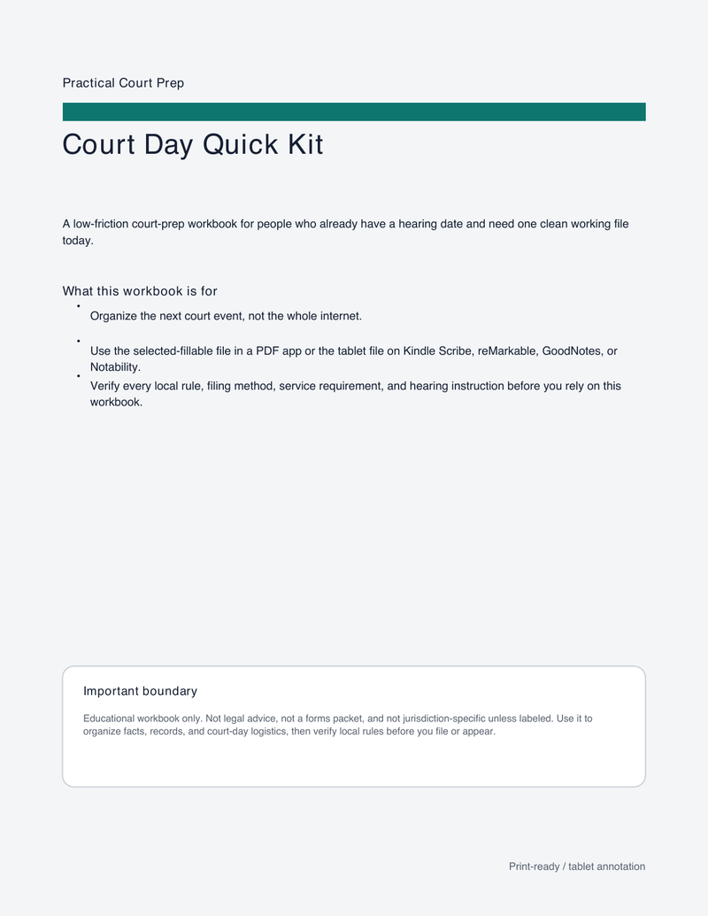 Court Day Quick Kit case snapshot preview