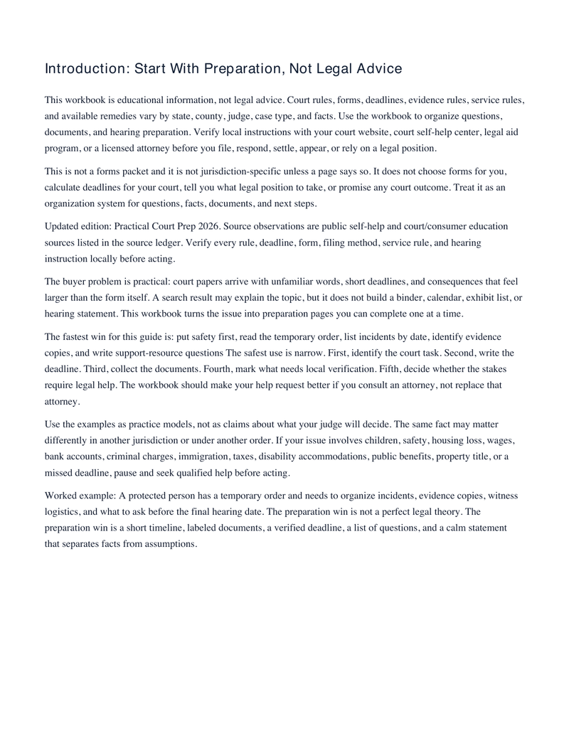 Protective Order Hearing Roadmap: 10 Mistakes to Avoid Before Court sample workbook page 2