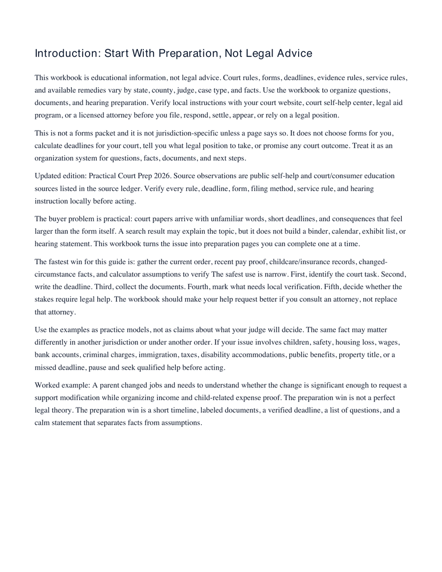 Child Support Modification Roadmap: 10 Mistakes to Avoid Before You File sample workbook page 2
