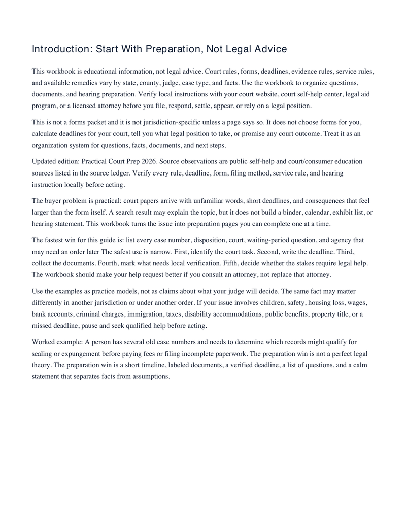 Record Clearing Roadmap: 10 Mistakes to Avoid Before Expungement or Sealing sample workbook page 2