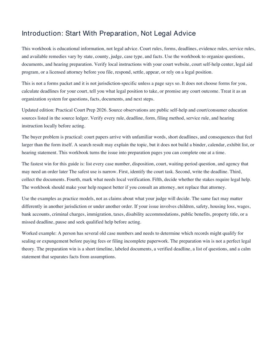 Record Clearing Roadmap: 10 Mistakes to Avoid Before Expungement or Sealing sample workbook page 2