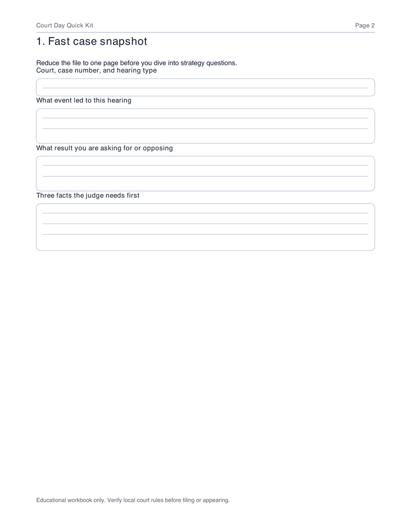 Court Day Quick Kit sample worksheet page 2