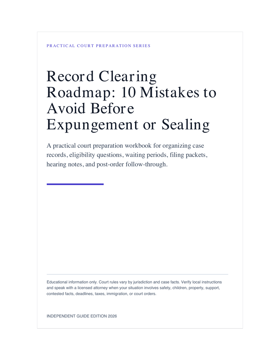 Record Clearing Roadmap: 10 Mistakes to Avoid Before Expungement or Sealing cover and worksheet preview