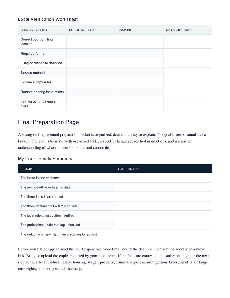 Record Clearing Roadmap sample workbook page 42